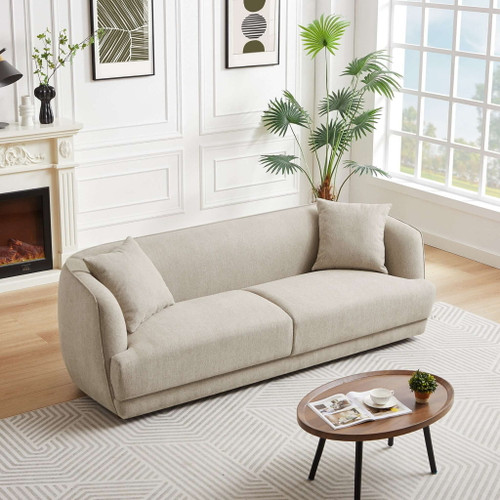 Larisa - Mid-Century Modern Linen Sofa - Cream