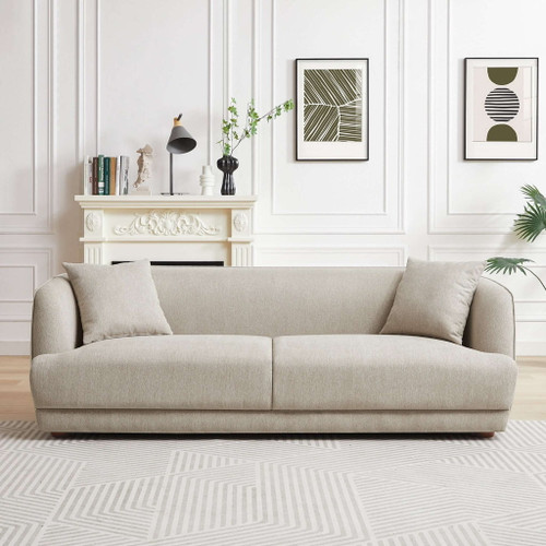 Larisa - Mid-Century Modern Linen Sofa - Cream