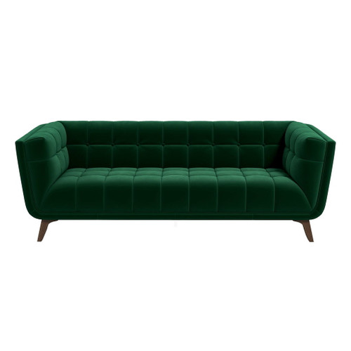 Addison - Large Velvet Sofa - Dark Green / Green