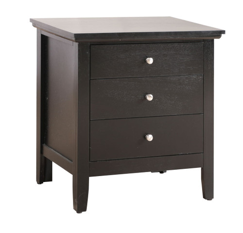 3 Drawer Nightstand - Black