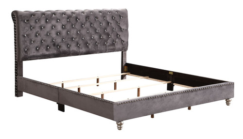 Elegant Tufted Upholstered Bed - Gray