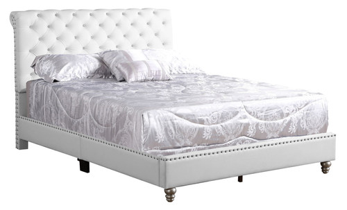 Tufted Transitional Upholstered Bed - White