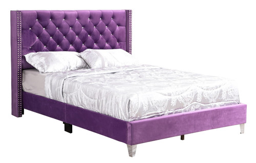 Queen Upholstered Bed - Purple