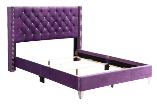 Queen Upholstered Bed - Purple