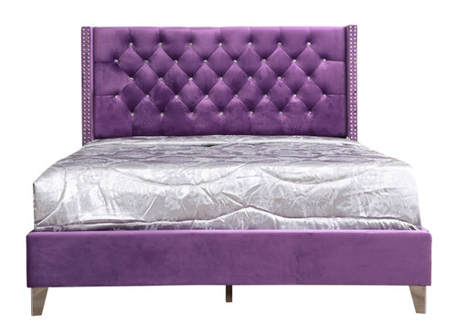 Queen Upholstered Bed - Purple