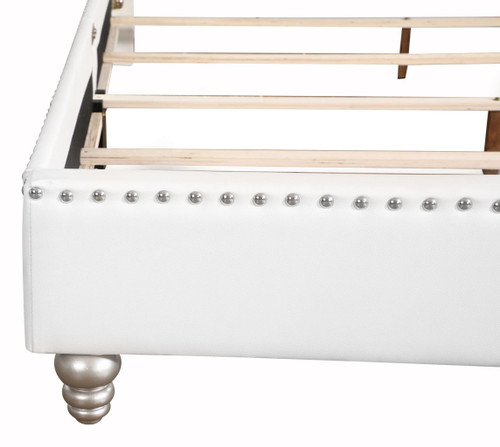 Elegant Tufted Upholstered Bed - White