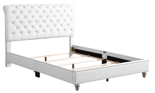 Elegant Tufted Upholstered Bed - White