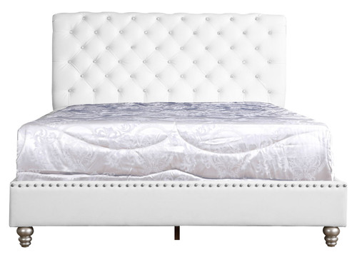 Elegant Tufted Upholstered Bed - White