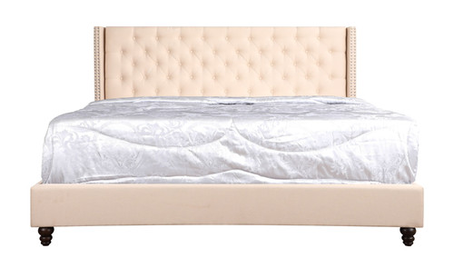 King Upholstered Transitional Bed - Beige