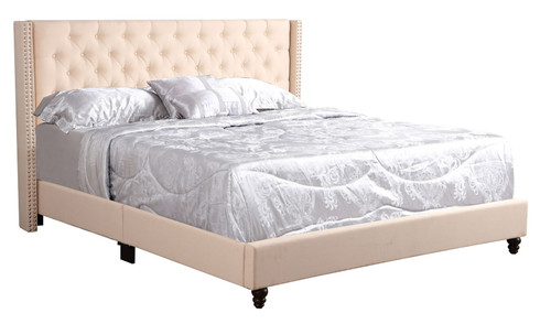 King Upholstered Transitional Bed - Beige
