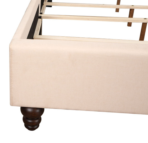 King Upholstered Transitional Bed - Beige