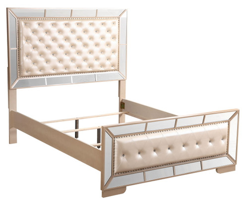 King Bed Stylish Contemporary - Off White