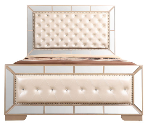 King Bed Stylish Contemporary - Off White