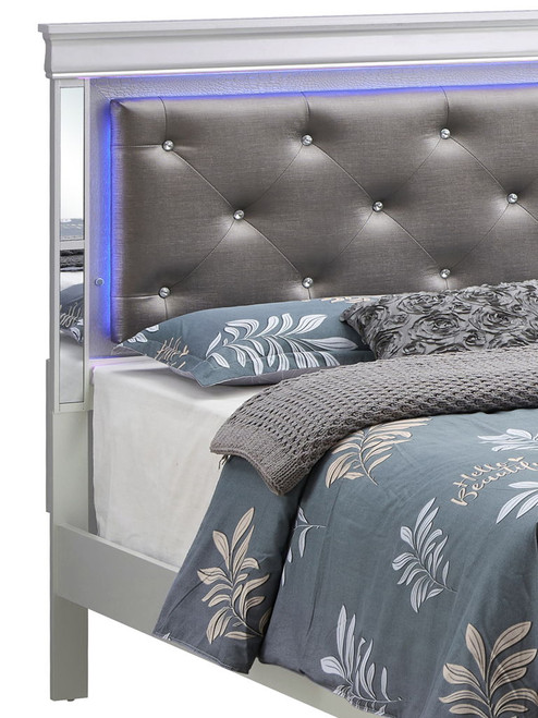 King Elegant Transitional Bed - Silver Champagne