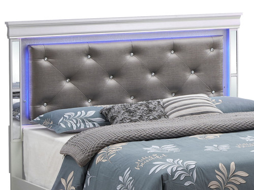 King Elegant Transitional Bed - Silver Champagne