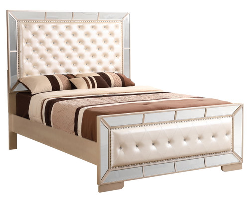 Queen Bed Elegant With Minimalist Design - Off White