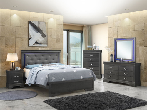 Full Bed Transitional - Metallic Black