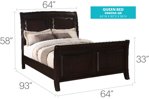 Queen Bed Elegant Transitional - Cappuccino