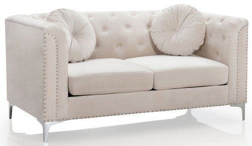 Elegant Contemporary Loveseat - Ivory