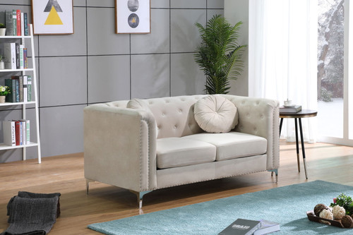 Elegant Contemporary Loveseat - Ivory