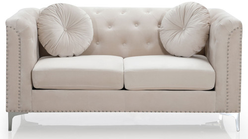 Elegant Contemporary Loveseat - Ivory