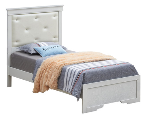 Lorana - Twin Modern Bed - Silver Champagne