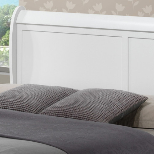 King Bed Sleigh Design - White