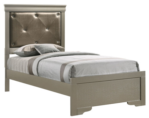 Lorana - Twin Bed - Silver Champagne