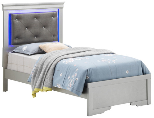 Lorana - Twin Bed - Silver Champagne