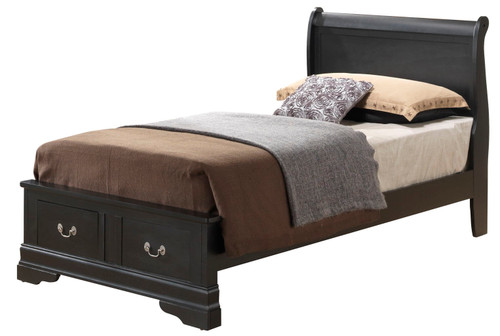 Louis Phillipe - Twin Elegant Storage Bed - Black