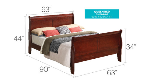 Queen Bed Frame Elegant - Cherry