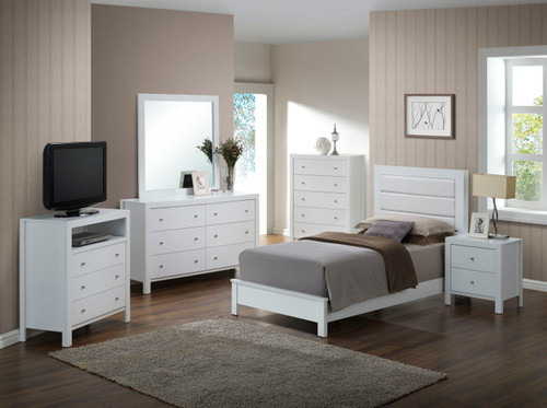 Twin Bed Contemporary - Elegant White