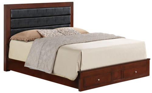 Charming Transitional Queen Bed With Storage - Cherry