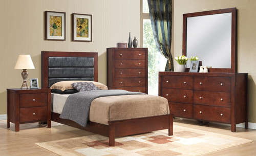 Queen Bed Transitional Elegant - Cherry