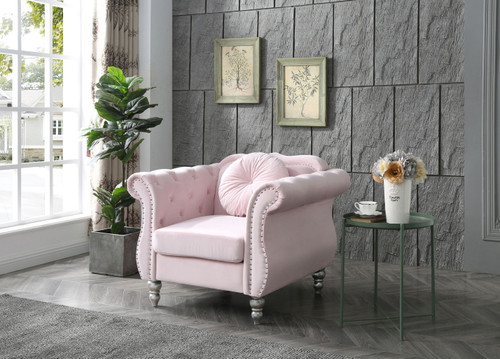 Chic Transitional Accent Chair - Pink