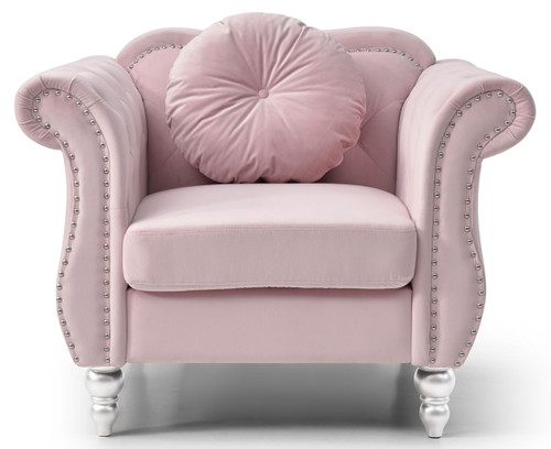 Chic Transitional Accent Chair - Pink