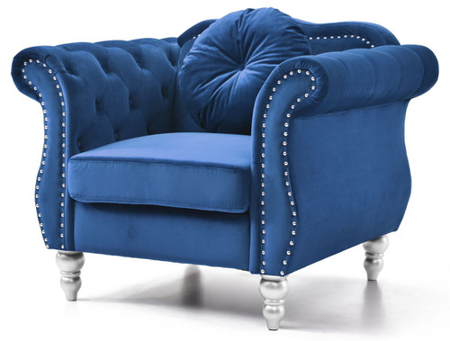 Chic Transitional Chair - Navy Blue