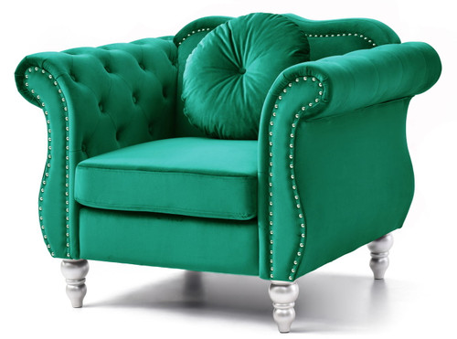 Chic Transitional Chair - Green