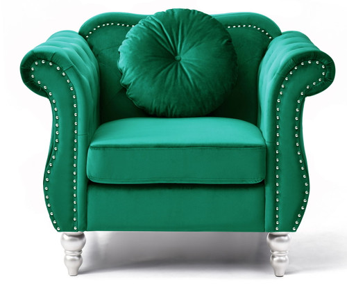 Chic Transitional Chair - Green