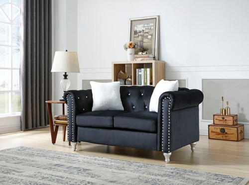 Stylish Contemporary Loveseat - Black