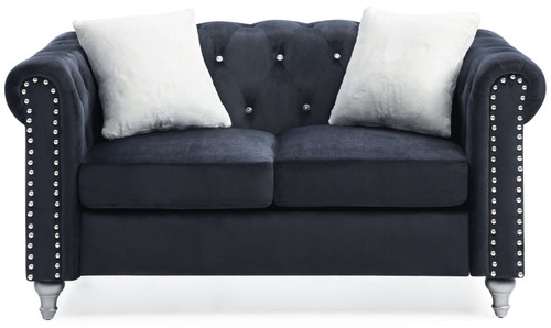 Stylish Contemporary Loveseat - Black