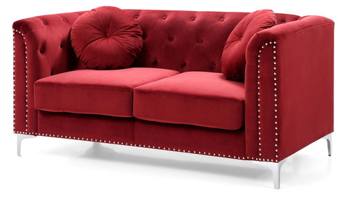 Elegant Contemporary Loveseat - Burgundy