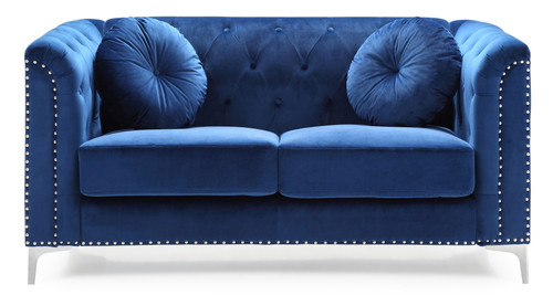 Elegant Contemporary Upholstered Loveseat - Navy Blue