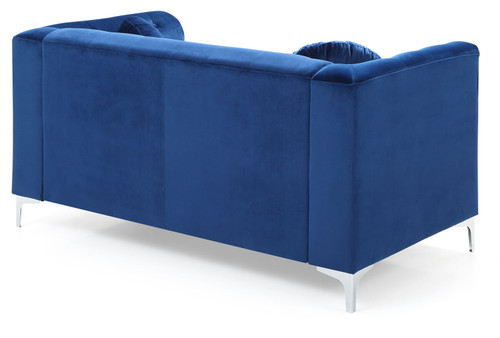 Elegant Contemporary Upholstered Loveseat - Navy Blue