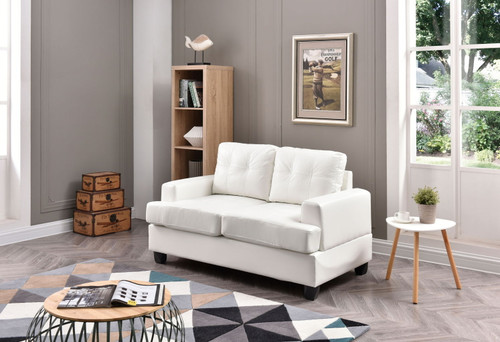 Charming Transitional Loveseat - White
