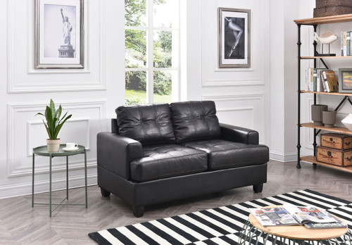 Stylish Transitional Loveseat For Two - Black
