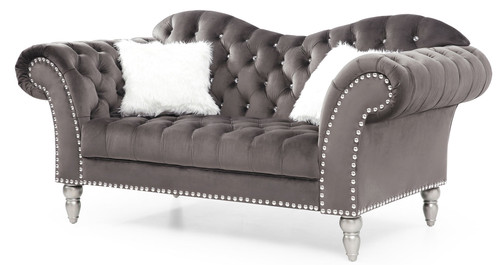 Cozy Traditional Loveseat - Dark Gray