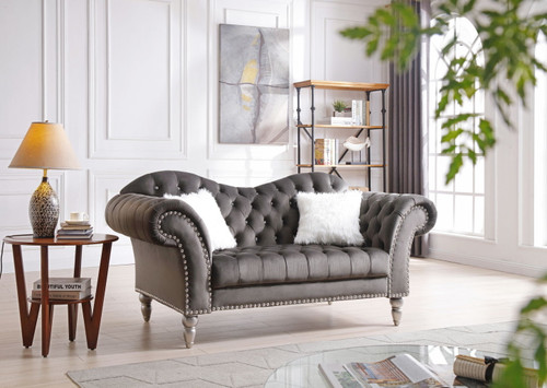 Cozy Traditional Loveseat - Dark Gray