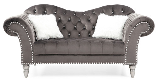 Cozy Traditional Loveseat - Dark Gray