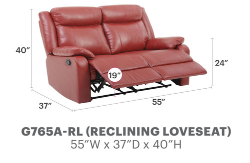 Double Reclining Love Seat - Red
